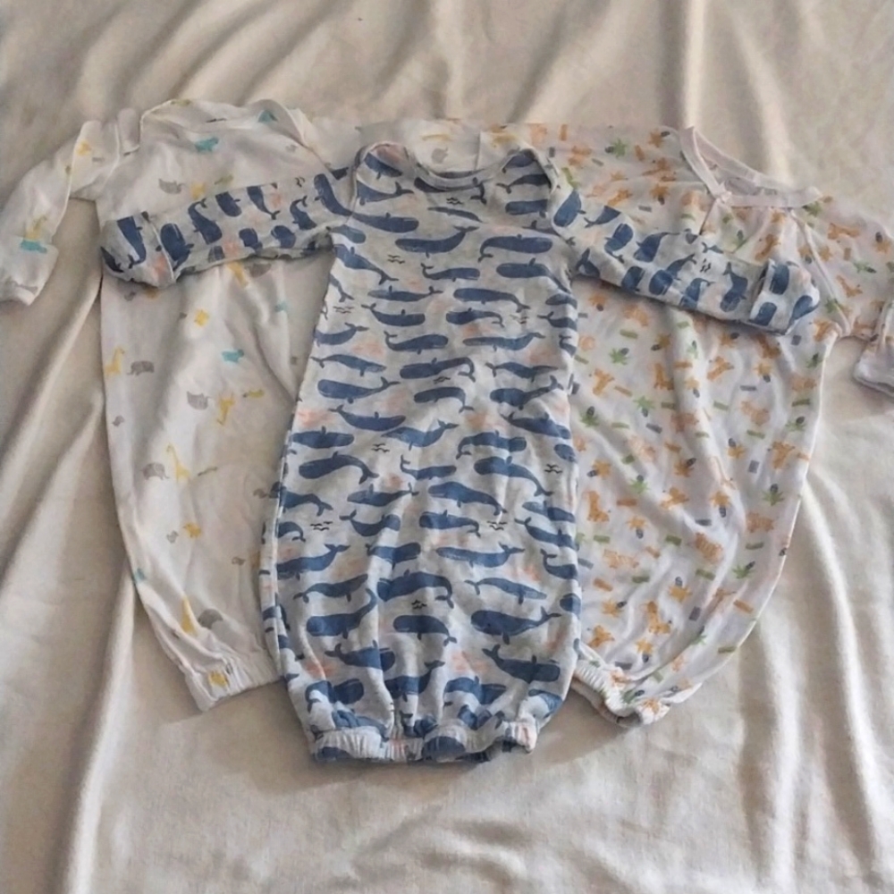 Lot of 3 Open-Bottom Sleeper Gowns